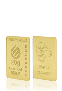 Lingotto Oro segno zodiacale Ariete24 Kt da 20 gr. - Idea Regalo Segni Zodiacali - IGE: Italy Gold Exchange